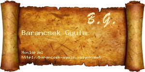 Barancsek Gyula névjegykártya
